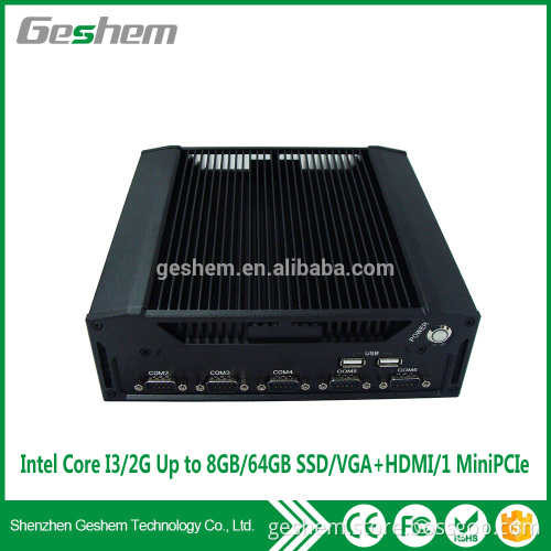 New core i3 fanless industrial mini pc with 2 Lan 6COM intel i3 processor 4G 64GB mini pc x86